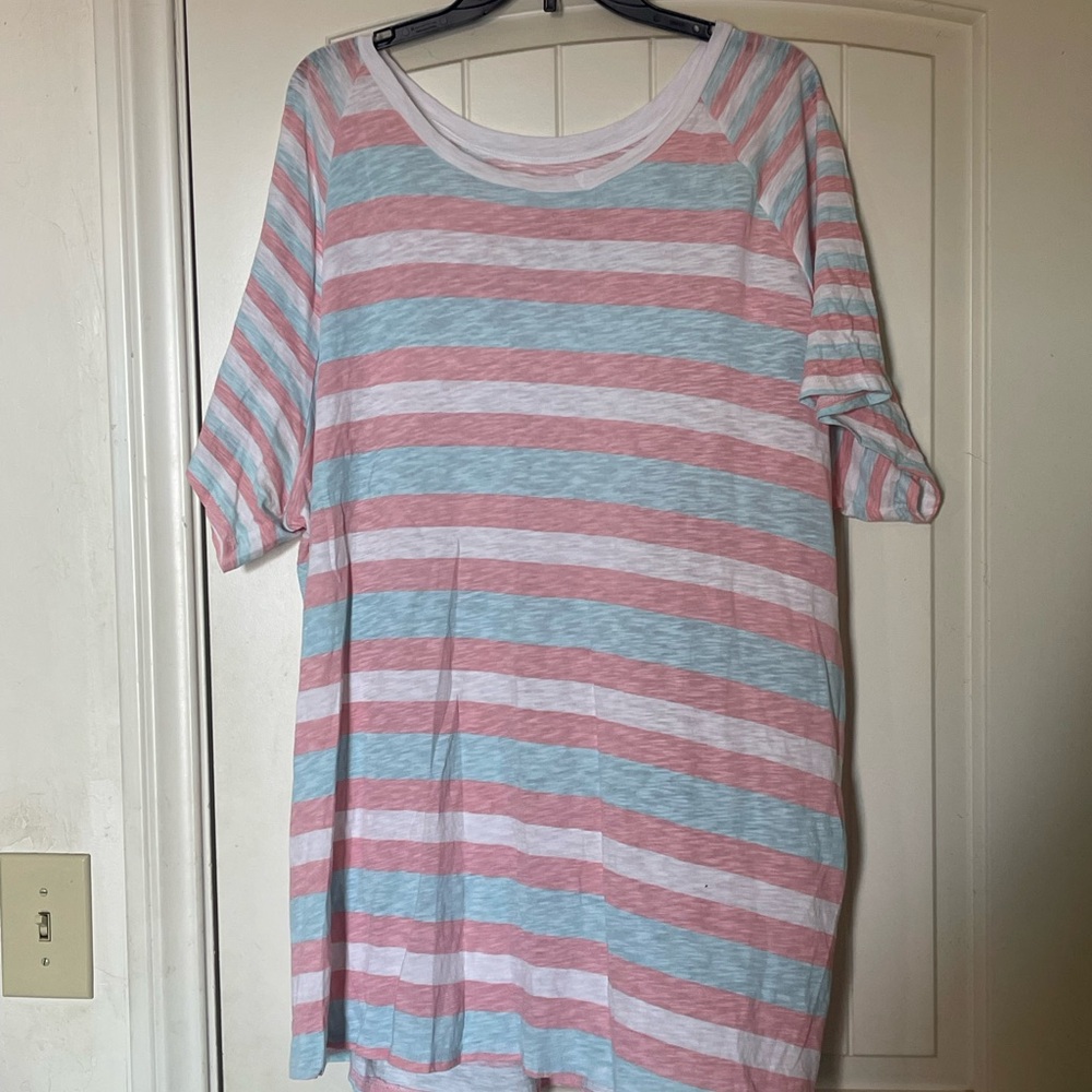 Torrid Pink and Blue Striped Top NWOT
